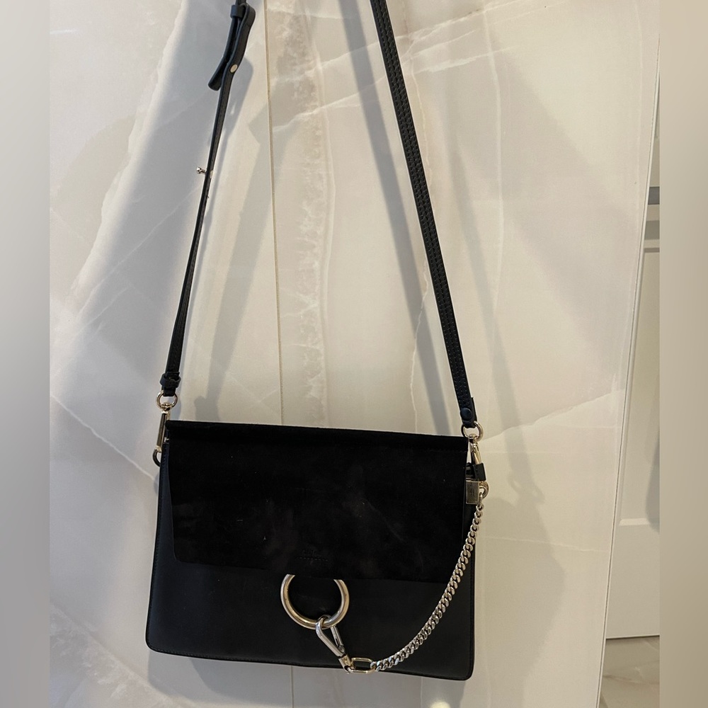 AUTHENTIC CHLOE BLACK SUEDE AND LEATHER CROSS BODY